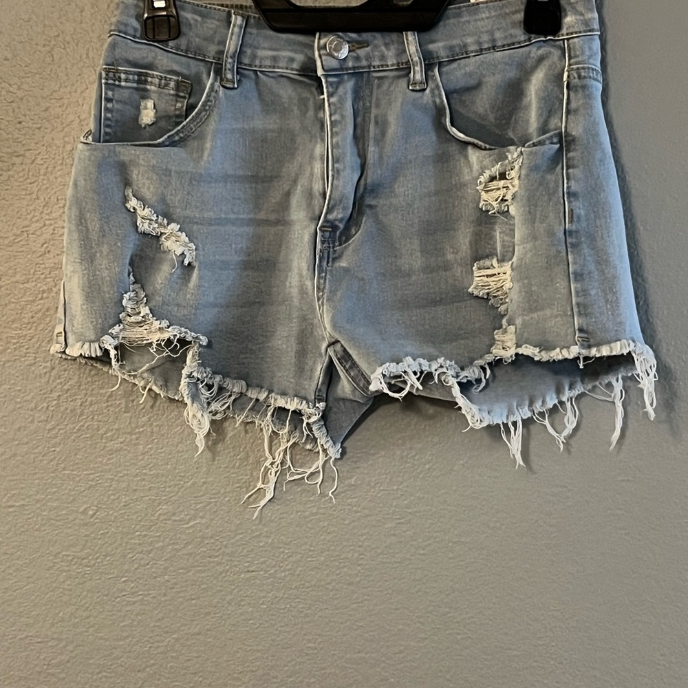 NWOT SHEIN Blue Jean Shorts Distressed Raw Hem